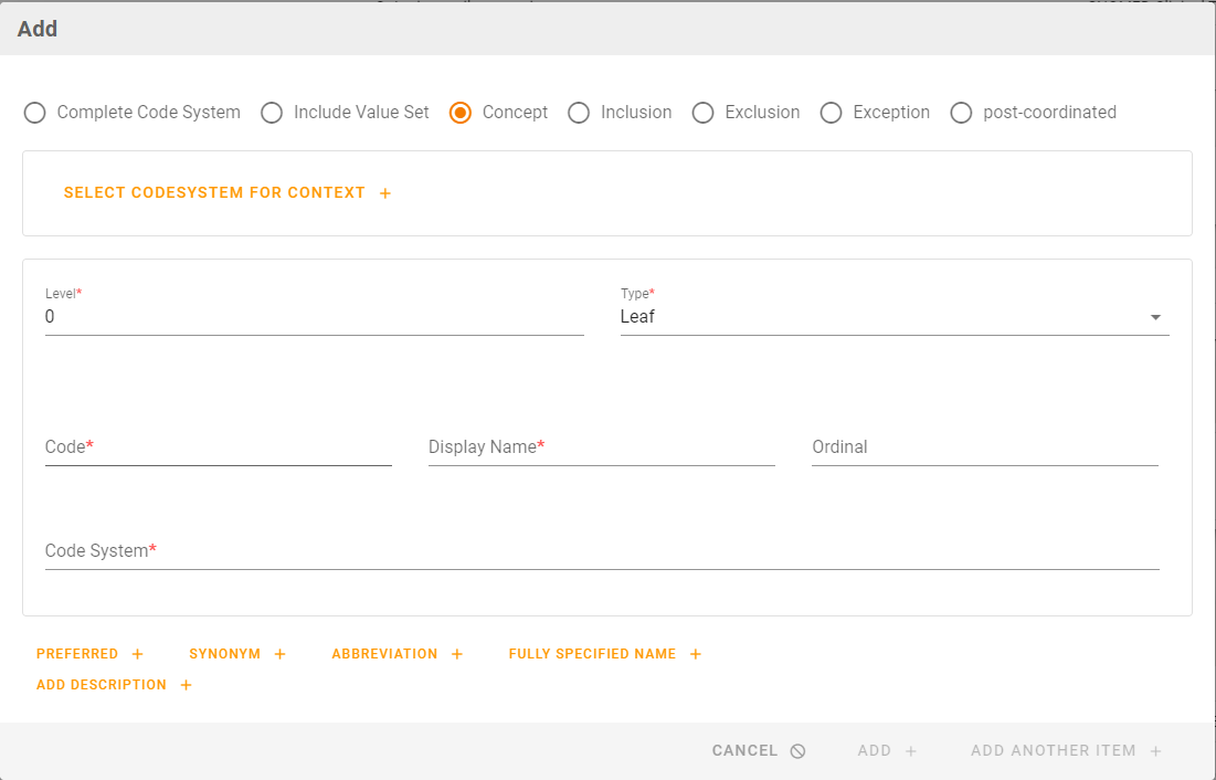 Dialog for adding a code manually